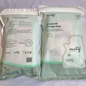 Motif Breastmilk Storage Bags 8oz Lot of 2 - 100 Each Leak Proof Freezer Safe